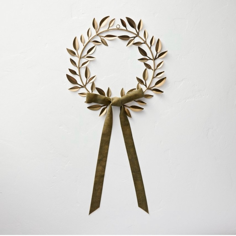 Hearth & Hand Magnolia 18" Decorative Brass Leaf Christmas Wreath Antique Finish